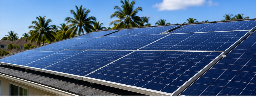 Clean solar panels on a residential roof